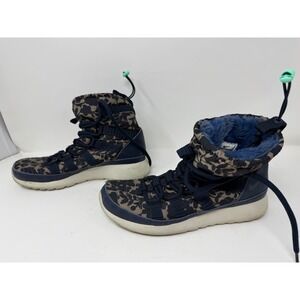 Women's Nike Roshe One Hi Top Sneakerboots, Sz 7.5 Squadron Blue/fur Lined